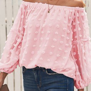 Sweet One Swiss Dot Off Shoulder Top - 2 Colors